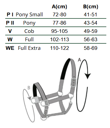 2025 Eskadron Double Pin Headcollar  Tableau des tailles